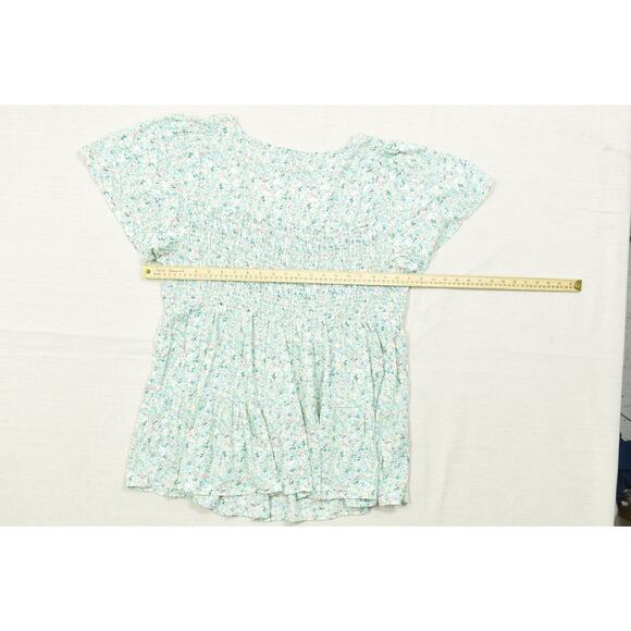 Torrid Women's Plus Size 3 Blue Floral Ruffle Tiered Babydoll Top Rayon - Picture 4 of 8